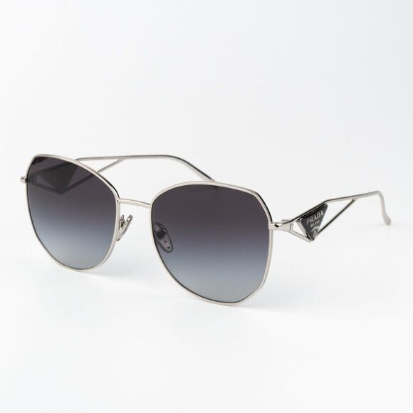Prada Women Sunglasses Silver Grey Gradient Geometric PR57YS 1BC5D1 BRAND NEW - Picture 4 of 13
